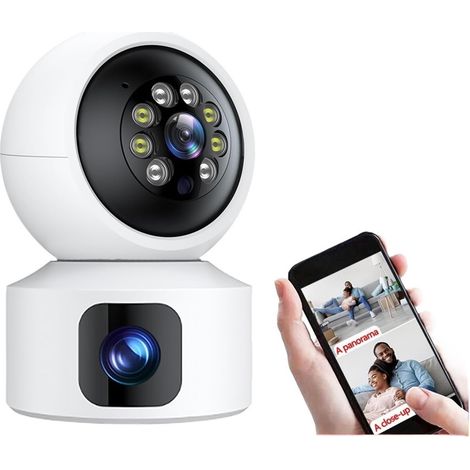 Caméra de sécurité à domicile Caméra 2.5K 4MP avec double écran, moniteur for bébé et animal de compagnie, suivi Ai intérieur, Protection de sécurité, Surveillance vidéo, binoculaire, Camam(2.5K 4MP A (1/5)