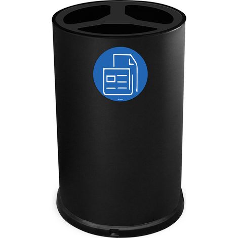Pattumiera Per Raccolta Differenziata Ø45xh72 cm In Acciaio Verniciato 3 Scomparti Nero (1/2)