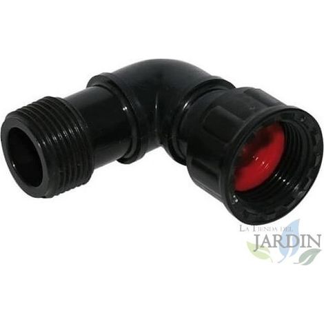 Codo colector de riego 1" Macho x Hembra, accesorio para colector de sistema de riego