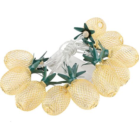 Guirlande lumineuse LED en forme d'ananas métal ajouré, 10 LED lumière chaude, décoration pour intérieur extérieur fête et jardin (1/5)