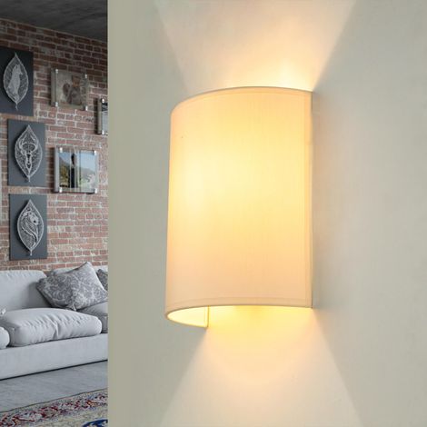 Moderne Wandleuchte ALICE in Creme mit Stoff Schirm (1/5)