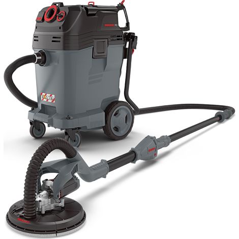 MENZER Ponceuse Girafe LHS 225 VARIO & Aspirateur de Sécurité (Aspirateur Eau et Poussière) VCL 550 PRO, avec Kit d’Abrasifs