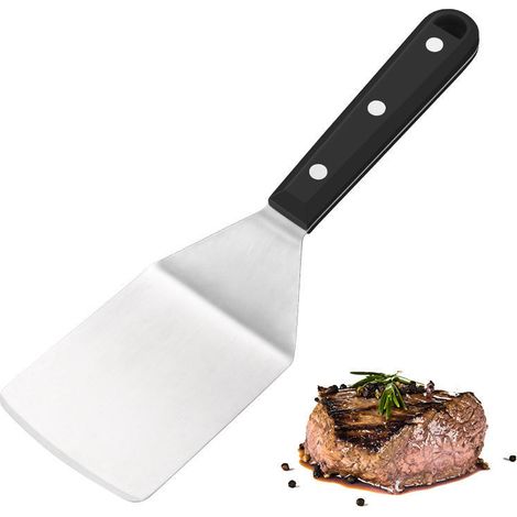 Spatule large en acier inoxydable, ustensile de cuisine multifonction pour steak, plancha, pizza, grillades et cuisines teppanyaki (1/5)