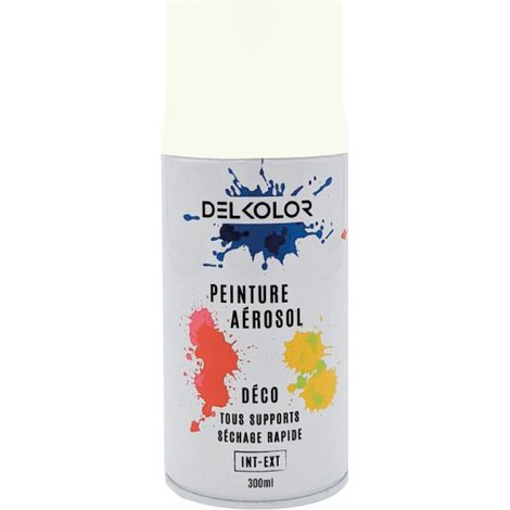 Delkolor Peinture en Aérosol Tous Supports - 300ml Couleur: BLANC PERLE - Conditionnement: 300ml
