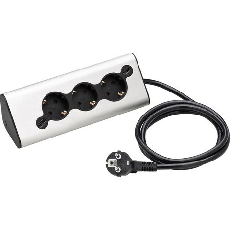 WMF Ambient - Ciabatta multipla, presa multipla con 2 USB, presa multipla, luce ambientale, per cucina, ufficio, soggiorno, presa angolare a 45°, in acciaio inox opaco (1/5)