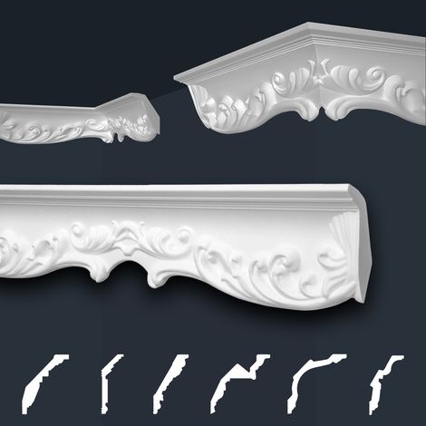 Moulures de stuc à motifs blancs, EPS Styropor ajustement forme, Paquets d'épargne Marbet série B: B-45 / 56x88mm, 2 mètres / 1 bande