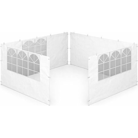 Set de Paredes Laterales para Carpa 3x3 m Laterales Impermeables con 3 Ventanas + 1 Panel Cerrado Cerramiento Perimetral Gazebo Blanco (1/4)
