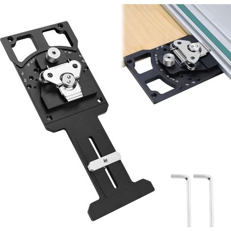 Vierkant-Führungsschiene aus Metall, verstellbarer Gehrungsanschlag mit Winkelanschlag von -60° bis 60° für Vierkant-Gehrungssägen, Edelstahl, kompatibel mit Makita und Festool (1/5)