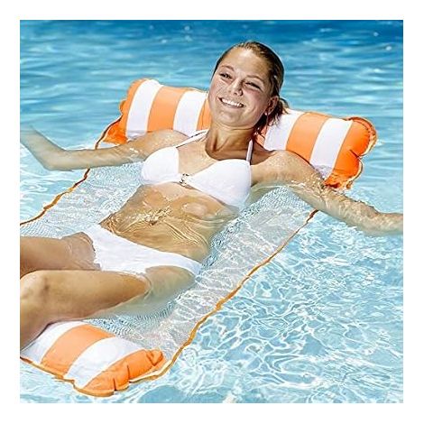 hamac Gonflable à air Matelas à air Matelas de hamac Piscine Pliante lit Flottant canapé à Eau Piscine Salon Matelas de Bain lit Flottant pour Adultes (Orange) (1/5)