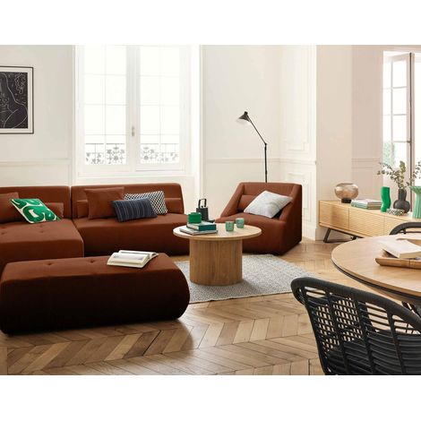 Onyx - 5-sitzer modulares ecksofa links - cord - terrakotta