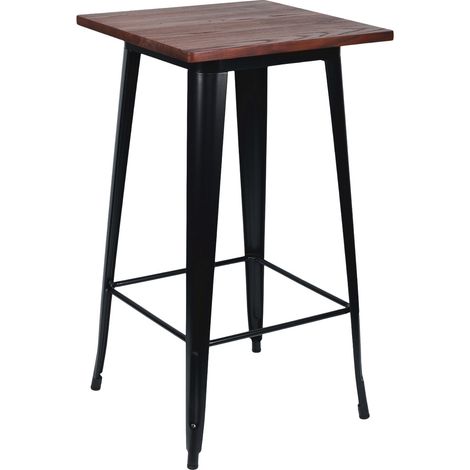Quadratischer Industrie-Stehtisch aus Holz und Stahl, 60 x 60 x 105 cm, Thinia Home (1/4)