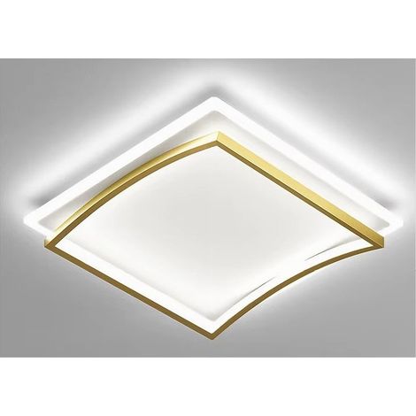 TrAdE Shop Traesio - Plafoniera Led 48w Quadrato Bianco Oro Design Moderno Soffitto Luce Fredda 71523 - (1/5)