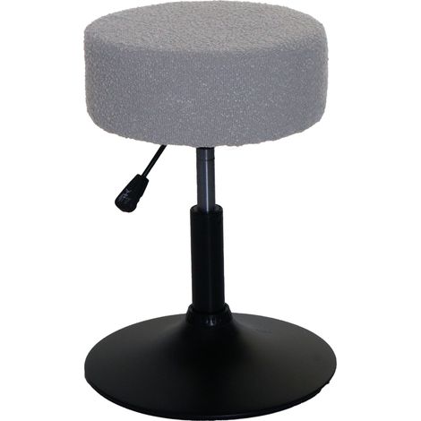 Tabouret HWC-C22, tabouret de maquillage, réglable en hauteur pivotant Ø 37cm Tissu Bouclé (450g/m²) MVG  gris