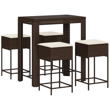 Maison Exclusive - 5-tlg. Gartenbar-Set mit Kissen Braun Poly Rat