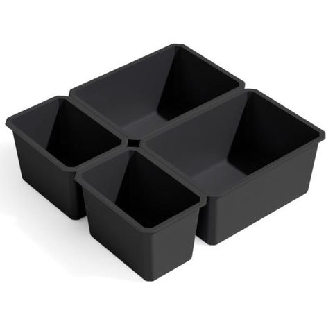 Emuca Kit de 4 bacs organisateurs pour tiroirs de salle de bains Tidy, plastique, gris anthracite - talla (1/5)