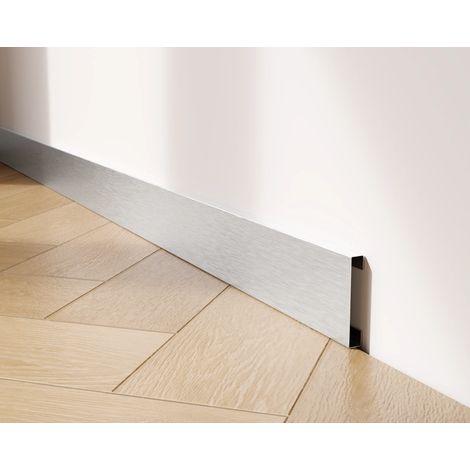 Sockelleiste FC aus Edelstahl 60 mm x 2700 mm - Silber satiniert (1/3)