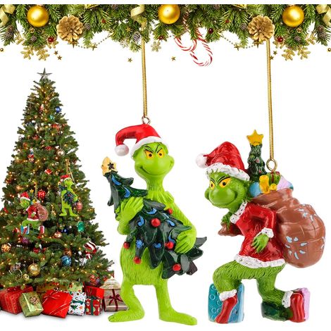 2 decorazioni natalizie, ornamento da appendere per albero di Natale a forma di elfo 3D, divertenti ciondoli in resina a forma di figure natalizie. (1/5)