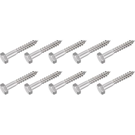 Hex Tirefond Vis (M10x65mm)10pcs, 304 Inox Acier Autotaraudeurs Bois Boulons - pour Ménage Applications (1/5)