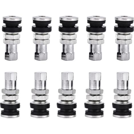 Lot de 10 valves de pneu TR161 en métal, à visser, pour voiture, camion et moto, tiges courtes avec capuchon anti-poussière. (1/5)