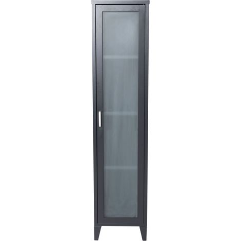 Acero Armoire vitrine 1 porte, 4 tablettes de rangement, noir. (1/5)