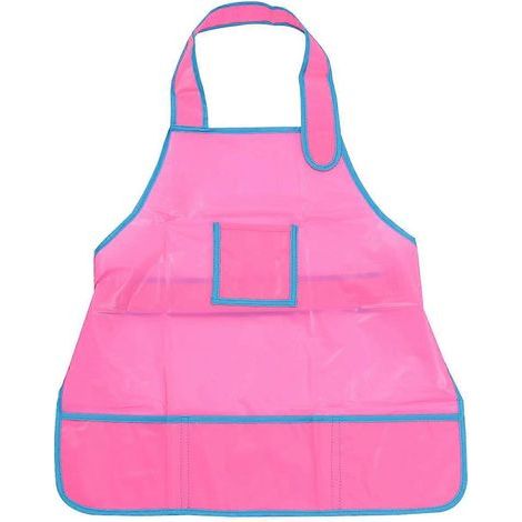 Tablier d'art pour enfants, tablier de peinture, tablier de pâtisserie, tablier de dessin (rose)-48x47x0.2cm-Pink (1/4)