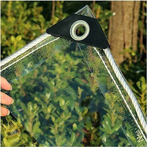 Transparente Avec Œillets Couverture De Feuille De Toit De Terrasse De Pergola en PVC Durable 360g/m² Bâche Industrielle Bâche Bâche Transparente en Plastique Imperméable 0.35mm 2x2m (1/4)