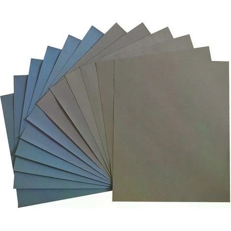 Papier abrasif de haute précision pour polissage et ponçage à sec/à l'eau, grains 1500, 2000, 2500, 3000, 5000 et 7000 - Allemagne - Lot de 12 (1/4)