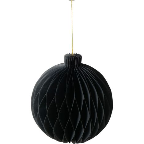 Boule de Noël en papier pliage noir 13.5x13.5x15cm (1/5)