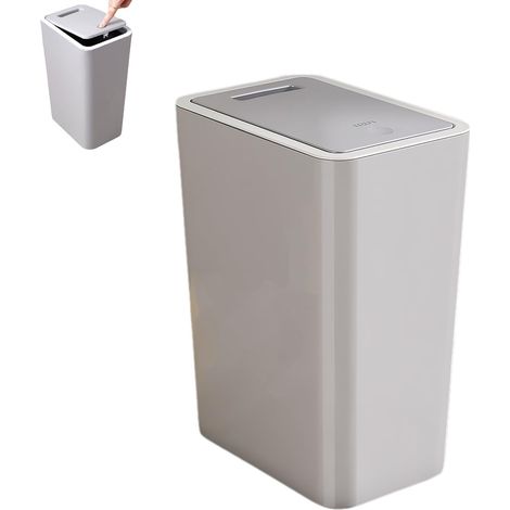 10 Liter Trash Can for Bathroom, Narrow Kitchen Trash Can with Lid, Smell Proof Kitchen Trash Can for Bathroom, Kitchen, Office, Living Room, Toilet (Grey) (1/5)