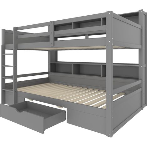 Litera infantil 90 x 200 cm gris con cajones y almacenaje MODENUIT (1/5)