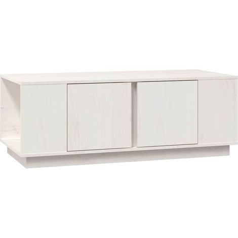 Maison Exclusive - Table basse Blanc 110x50x40 cm Bois massif de pin (1/5)