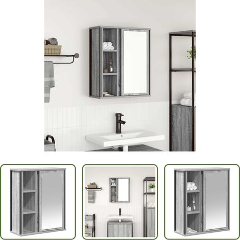 vidaXL Rangement salle de bain - Armoire murale de salle de bain miroir sonoma gris 50x21x60 cm (1/5)