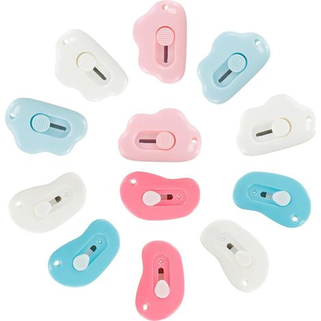 Pièces Mini Couteau Utilitaire, Petit Cutter Rétractable, Couteau Universel En Forme De Nuage Pour Boîte En Carton Et Papier, Couteau De Bricolage Pour Le Bureau De l'École à Domicile (1/5)