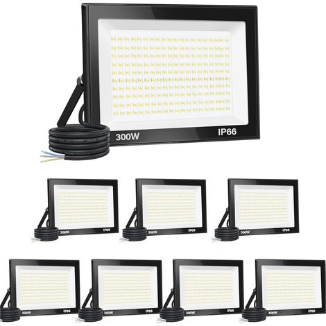 【8PCS】300W Projecteur LED Exterieur 30000LM IP66 Imperméable spot led exterieur Super Brillant Eclairage Extérieur Blanc Chaud(3000k) Sécurité spot led pour stades, usines, Parking, garage, jardi (1/5)