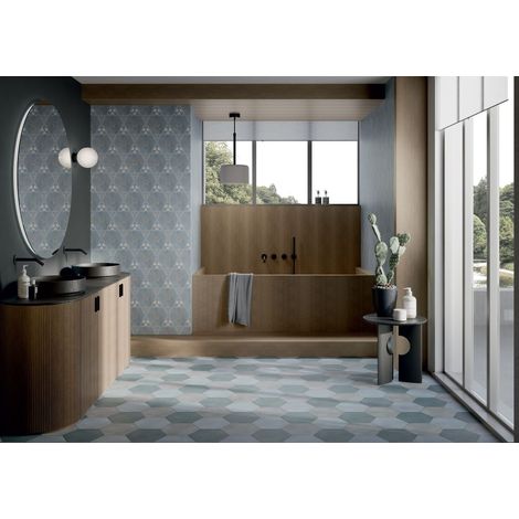 Carrelage Imitation Carreaux de Ciment HEXAGON 25x22 cm Lily Sky (1/2)