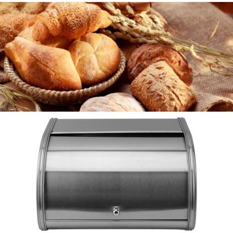 Boîte à pain en métal, boîte de rangement de bureau de style américain à côtés plats, organisateur alimentaire, finition dépolie à côtés plats. (1/5)