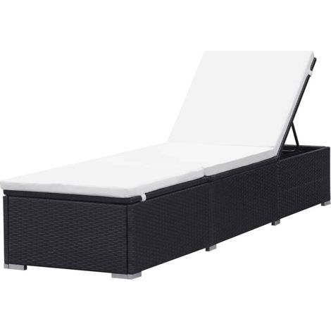 Sun Lounger Black and Cream White vidaXL