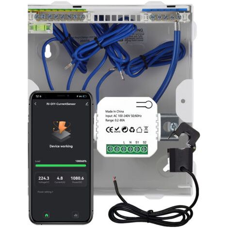 FITLAB-Compteur d'énergie Wi-Fi 80A – Mesure de puissance kWh – Compatible Alexa et Google Home – Installation facile sur rail 35mm (1/5)