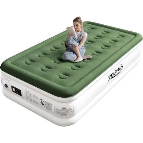 Single Inflatable Mattress 190 x 100 x 40 cm Self-inflating with Built-in Electric Pump, Single Inflatable Bed, Flocked Area, Waterproof, Single Guest Bed for Home and Camping (1/5)