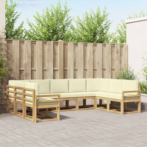 vidaXL Outdoor-Sofagarnitur mit Kissen 9 pcs Weiß und Creme (1/5)