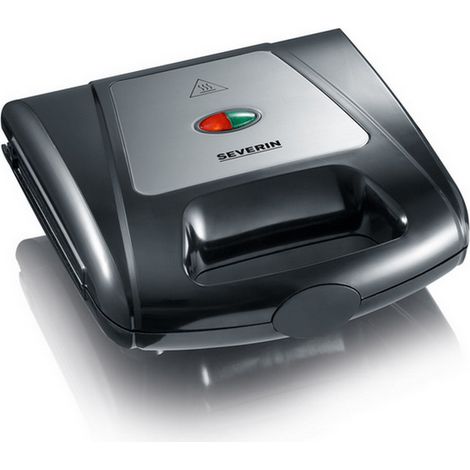 Severin – Gaufrier à croque-monsieur 1000W – 3 plaques antiadhésives – Acier inoxydable brossé – Poignées thermo-isolantes