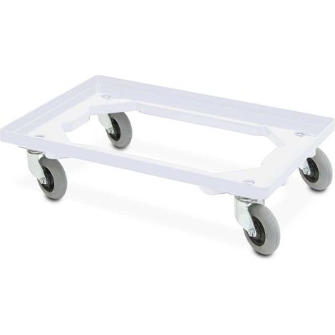 BRB Flüster-Roller für Behälter 600x400 mm, weiß, offenes Deck, 250 kg Tragkraft