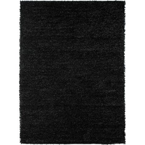 LUXE - Tapis à poils longs toucher soyeux noir 160x230 (1/2)