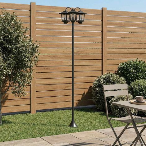 vidaXL Lampione a 3 teste Nero 16 x 16 x 187 cm Alluminio e ABS (1/5)