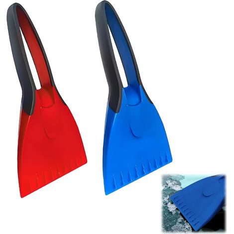 Professioneller Schaber, 2 Stück, effektiv und sicher, Fensterabzieher, ultraweicher ergonomischer EVA-Griff, verstärktes PC-Material, zum Entfernen von Eis, Schnee und Reif