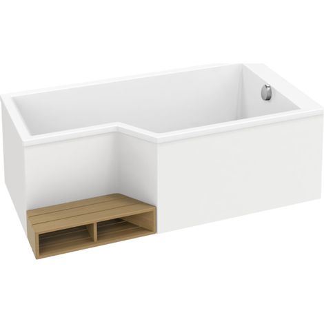 Pack baignoire bain douche antidérapante 170 x 90 JACOB DELAFON Neo blanc mat version droite + tablier