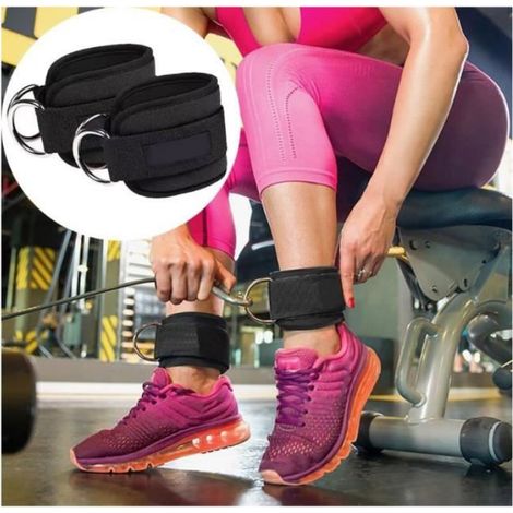 Sangles de Cheville, Sangle Cheville Musculation Poulie, Ankle Straps Sangle, Bande de Pied Standard, Ferreux, 2pièces (1/4)