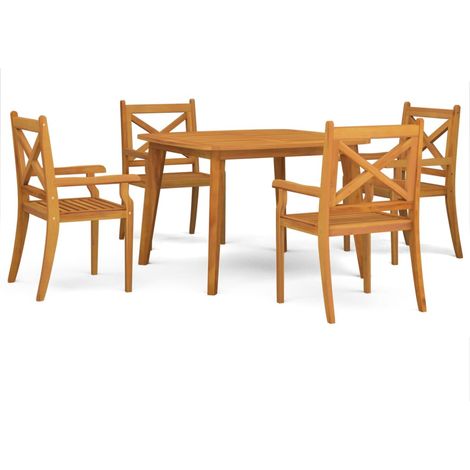 Set da pranzo da giardino 5 pezzi mobili da esterno in legno massello di acacia