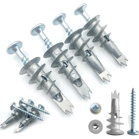 Placo Dowel, 50pcs Self Drilling Metal Placo Screws, Heavy Load Dowel, Concrete Dowel, Crampon, Nails, Screws and Fixings for Concrete, Bricks, Plaster Plates, 30 mm (1/5)