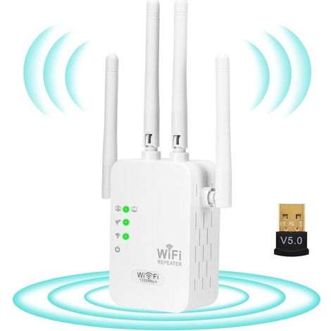 Repetiteur Wifi Puissant Sans Fil Repeteur Amplificateur Répéteur Extender Repeater Repartiteur Relais Mur Épais +Dongle Bluetooth